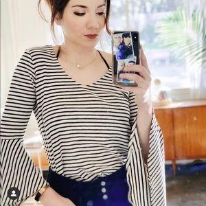 Cute Striped bell sleeve top